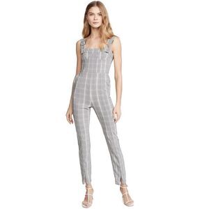 we wore what jumpsuit Corset Overalls Stretch Plaid Gray large women’s